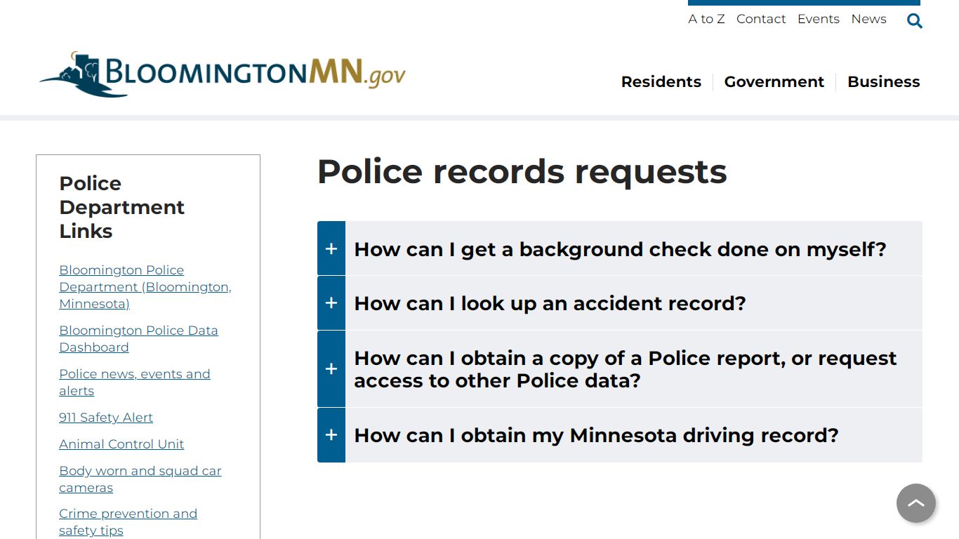 Police records requests | City of Bloomington MN